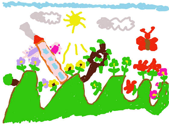 Un paesaggio disegnato da Camilla con Gimp