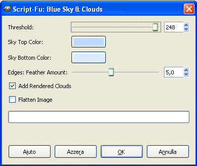 Il filtro Blu Sky and Clouds in Gimp