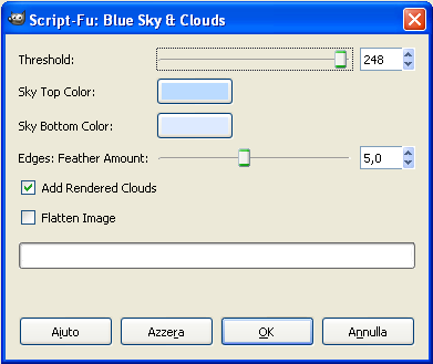 Il filtro Blu Sky and clouds in Gimp