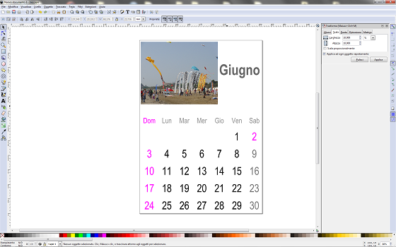 Il calendario fotografico creato con Inkscape
