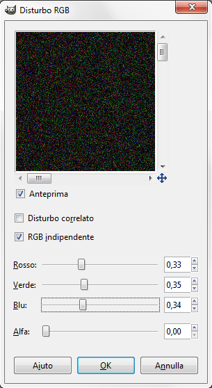 Il filtro Disturbo RGB in Gimp