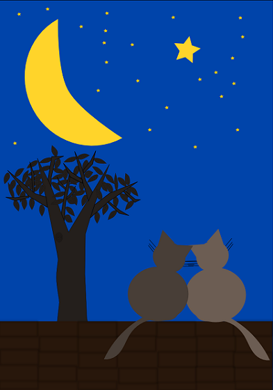 Il gatto e la luna disegnati con Inkscape