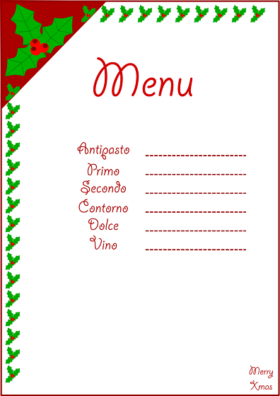 Il menu di Natale creato con Inkscape
