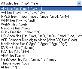 La lista dei formati video riconosciuti dal convertitore