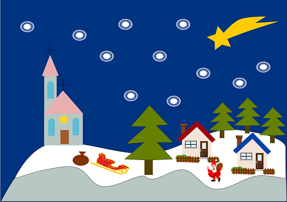Il paesaggio natalizio realizzato con Inkscape